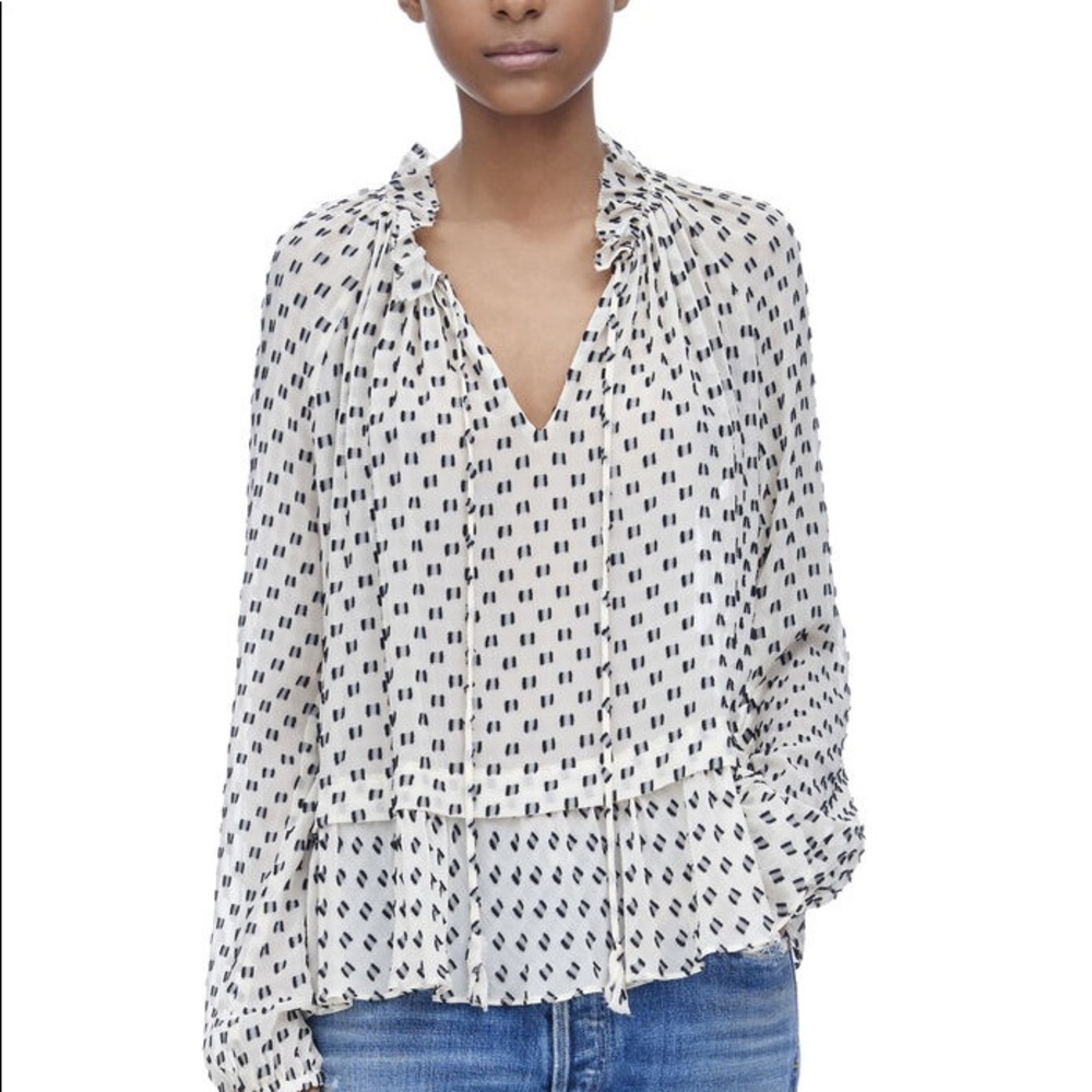 Rebecca Taylor Long Sleeve Box Clip Top